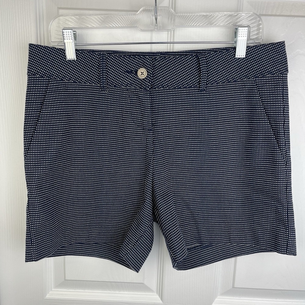 The Limited Chino Golf Shorts Navy Blue White Dots Pockets Button Women's Size 8 - Picture 2 of 13
